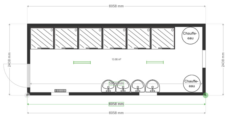 Module sanitaire 20' 6 Douches