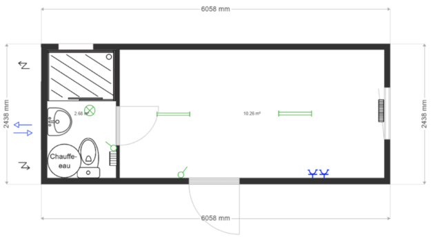 Module sanitaire 20' + WC/Douche