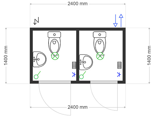 Module sanitaire 8' WC/WC