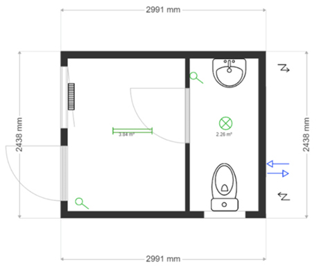 Module bureau 10' + WC